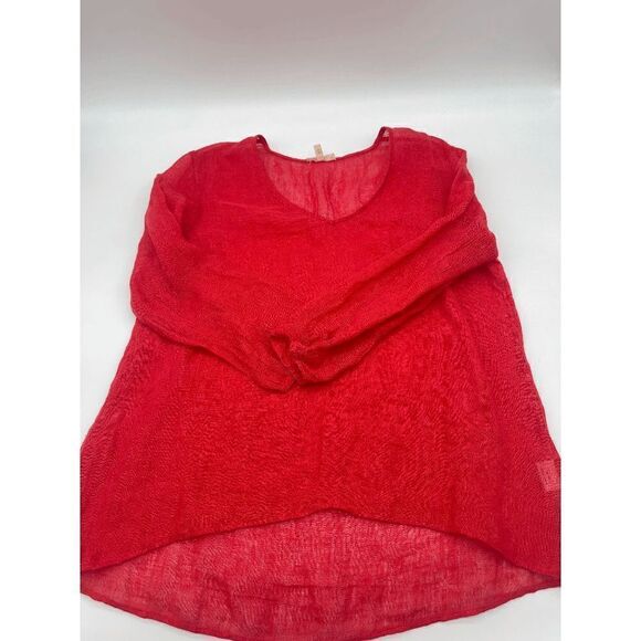 Eileen Fisher Linen Tunic Sheer V Neck 3/4 Sleeves Sz S Pink - Picture 5 of 9
